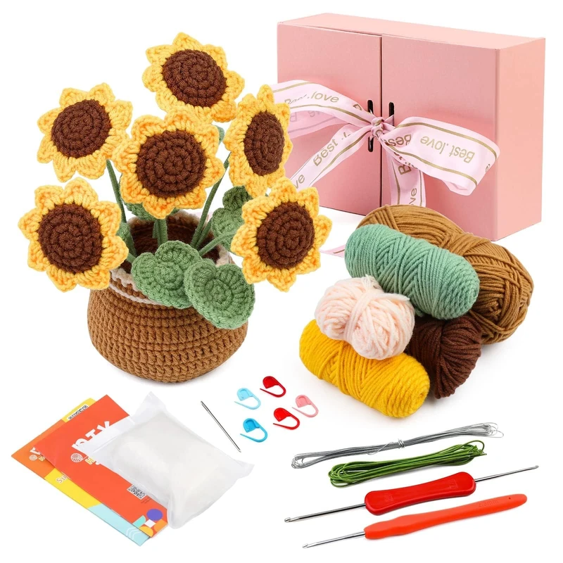ENCHOL Beginner Crochet Kit - Yarn, Hook & Video Guide