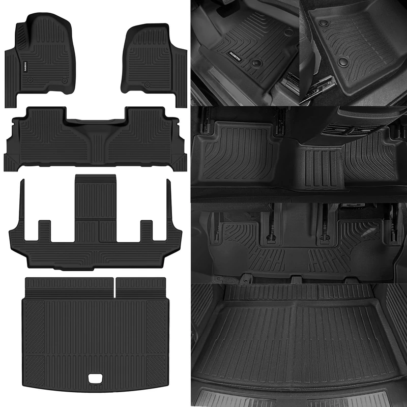 Naibeve Floor Mats for 2021-2023 Chevrolet Suburban/GMC Yukon XL 7 Seats-All Weather Custom Fit Chevrolet Suburban/GMC Yukon XL Floor Mats Liners (2nd Row Bucket Seats) Cargo Liner Behind The 3rd Row - Image 1