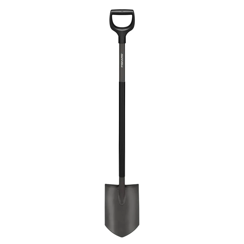 Fiskars gardener's spade, pointed, spade for hard, stony ground, length: 125 cm, boron steel, grey/black, Ergonomic, 1070639