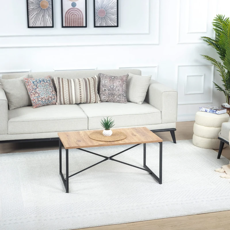 Livabliss Monaco Geometric Scandi Area Carpet for Living Room 160x213 cm, Dining & Kitchen – Neutral Abstract Pattern, Boho Style, Easy Care Pile, Large, Cream