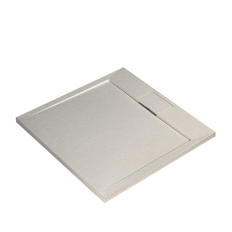 Ideal Standard - Ultra Flat S i.Life, Square Shower Tray 100x100 in Resin, Hidden Waste Waste, Matte Stone Effect Finish, Sand