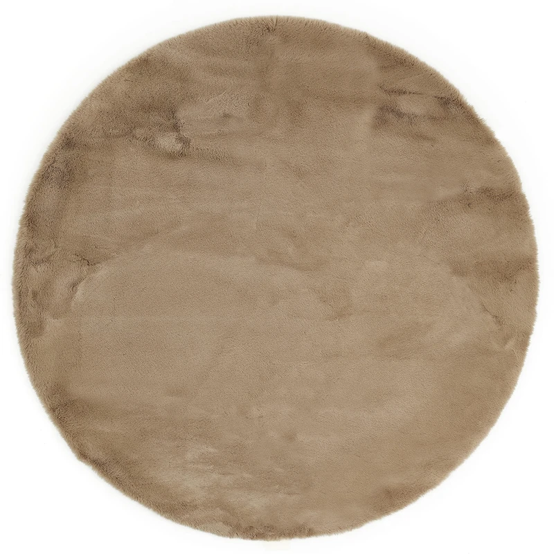 -LUXOR- living Coste Cosy High Pile Faux Fur Rug in Sheepskin Look 120 cm Round Taupe