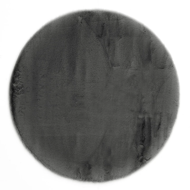 -LUXOR- living Coste Coste Cosy Deep-Pile Faux Fur Rug in Sheepskin Look 120 cm Round Anthracite