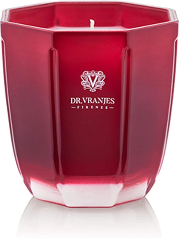 Dr. Vranjes - Decorative Scented Candle Tormalina - Rosso Nobile 200 g / 18 oz, Refined Colored Glass Vessel Hand-Made, Octagonal Form, Color Red, Made in Italy