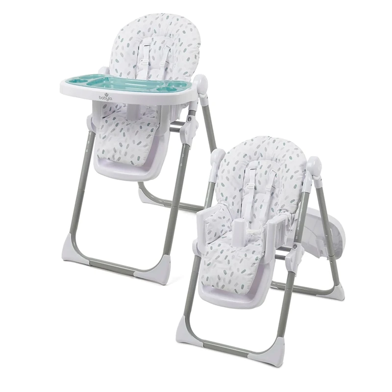 Babylo Hi Lo Highchair and Junior Chair, 6 Heights, 3 Recline Positions, Removable 2 Layer Tray & 5-Point Safety Harness from 6+ Months to 15kg