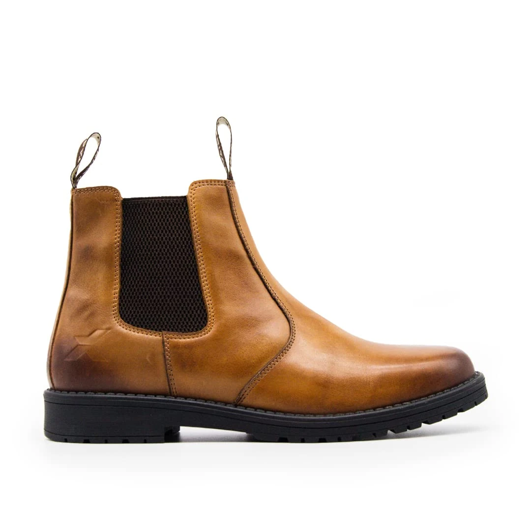 Xpert - Heritage Saddler Dealer Boots. Pull On Genuine Waxy Leather Chelsea Boots With Footbed Padding And Breathable Lining, Ideal Mens Shoes For Everyday Wear (Burnished Tan, UK12)