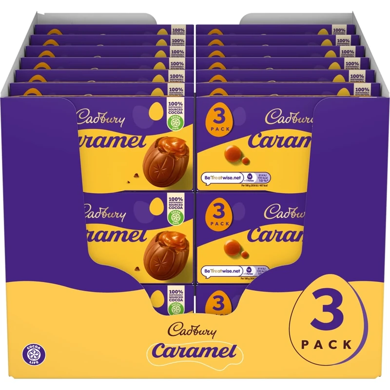 Cadbury Caramel Chocolate Easter Eggs, 120 g (Box of 42)