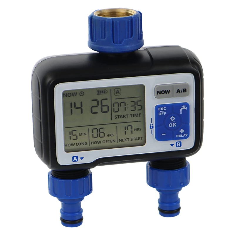 FullVision 2 Programmers with Two Irrigation Outlets for the Garden - Compatible with 99% of Irrigation Fittings - with 2 Separate Outlets and Display with All Visible Information