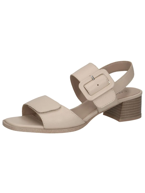CAPRICE Women's Leather Heeled Sandals Elegant, Cream (Offwhite Nappa), 8 UK