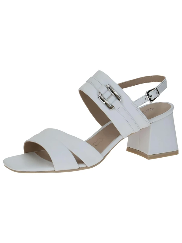 CAPRICE Women's leather heeled sandals Elegant, White (White Nappa), 8 UK