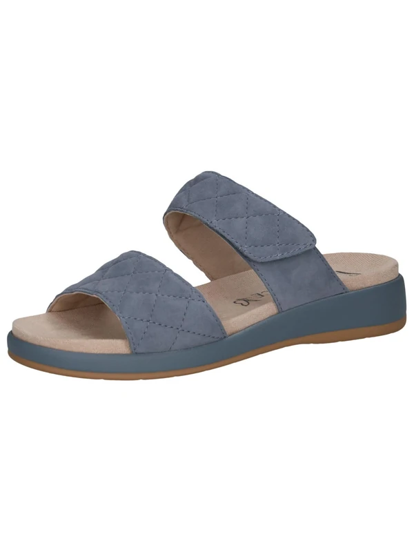 CAPRICE Women's Leather Mules with Velcro, Blue (Lt.Blue Suede), 8 UK
