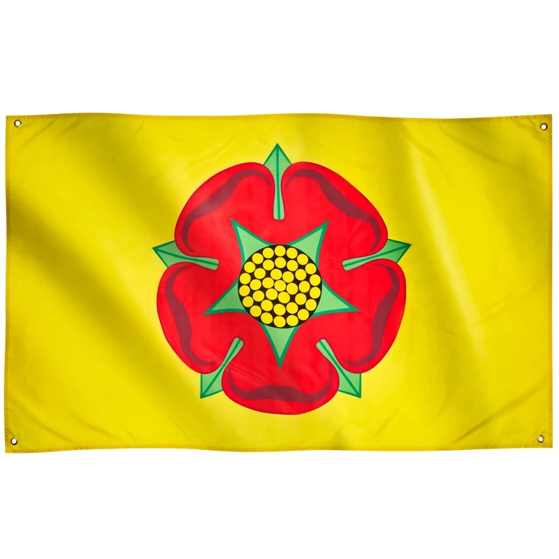 Runesol Lancashire Flag, 91x152cm, 3ft x 5ft, Red Rose Flag, 4 Grommets, Eyelet in Every Corner, Premium Flags, Inside, Outside, Vivid Colours