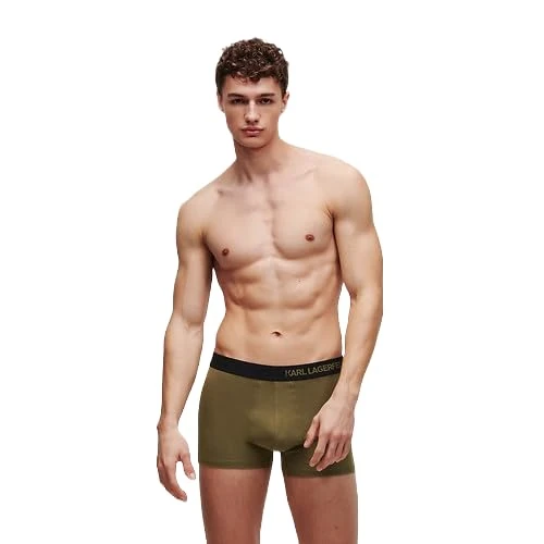 KARL LAGERFELD men's Trunk Set Hip Logo Trunk (Pack Of 3), Light Blue/Olive/Black,