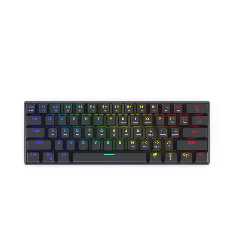 SAVIO Gaming Keyboard Mechanical Blackout Black - 60% RGB Gaming Keyboard with QWERTY Layout - Mechanical Gaming Keyboard Compatible with Windows PC & Mac