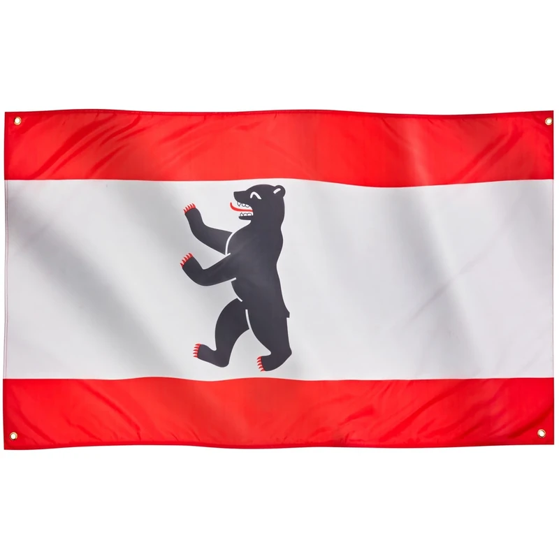 Runesol Berlin Flag, 91x152cm, 3ft x 5ft, Flag of Berlin, 4 Grommets, Eyelet in Every Corner, Berliner Landesflagge, Premium Flags, Inside, Outside, Vivid Colours