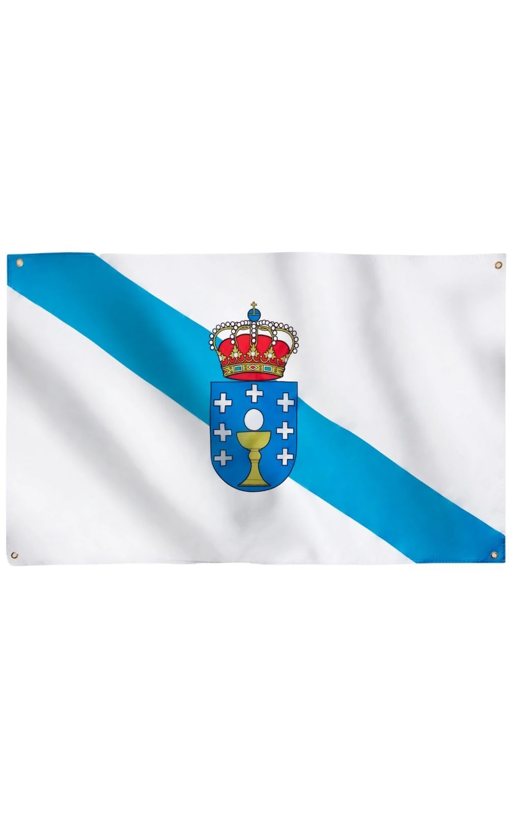Runesol Galicia Flag, 91x152cm, 3ft x 5ft, Galician Flag, 4 Grommets, Eyelet in Every Corner, Crux de Santiago, Spain, Premium Flags, Inside, Outside, Vivid Colours