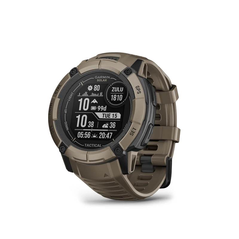 Garmin Instinct 2X SOLAR GPS 50mm Smartwatch, Larger Rugged watch, Tactical edition, Built-in Sports Apps & Health Monitoring, Dedicated Tactical Features, up to 40 days Battery Life, Tan