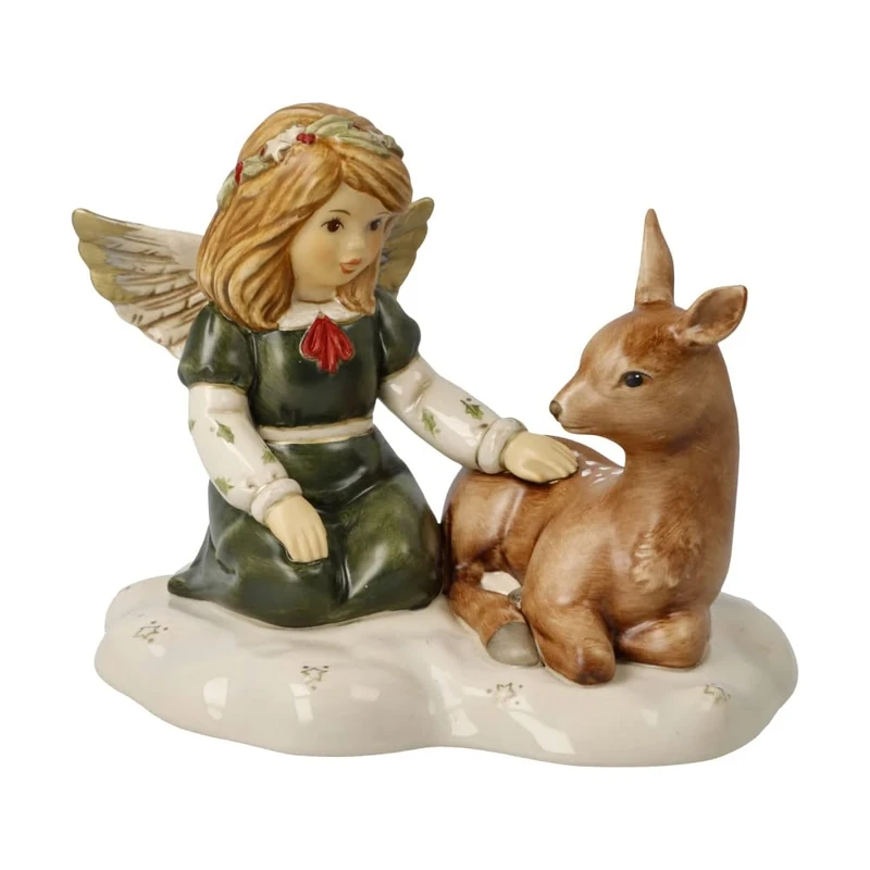 Goebel Christmas Decoration Angel Figurine Made of Porcelain, Dimensions: 13.5 cm x 10.5 cm x 10 cm, 66-704-45-1