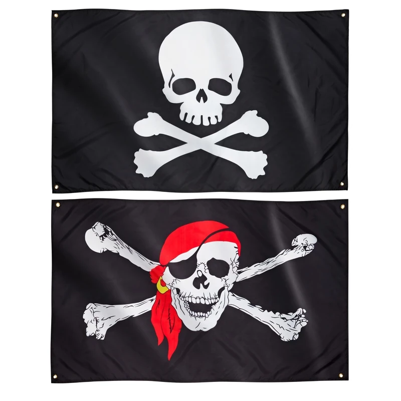 Runesol Pirate Flag 2 Pack - 3x5 Jolly Roger, Brass Eyelets