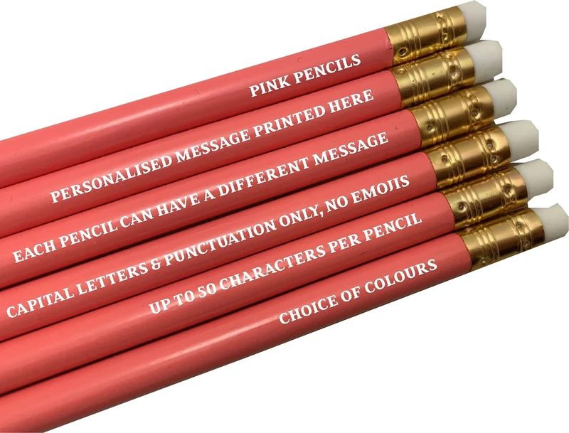 Personalised Pencils - Choice of Colours and Quantities (Pink, 100 Pencils)