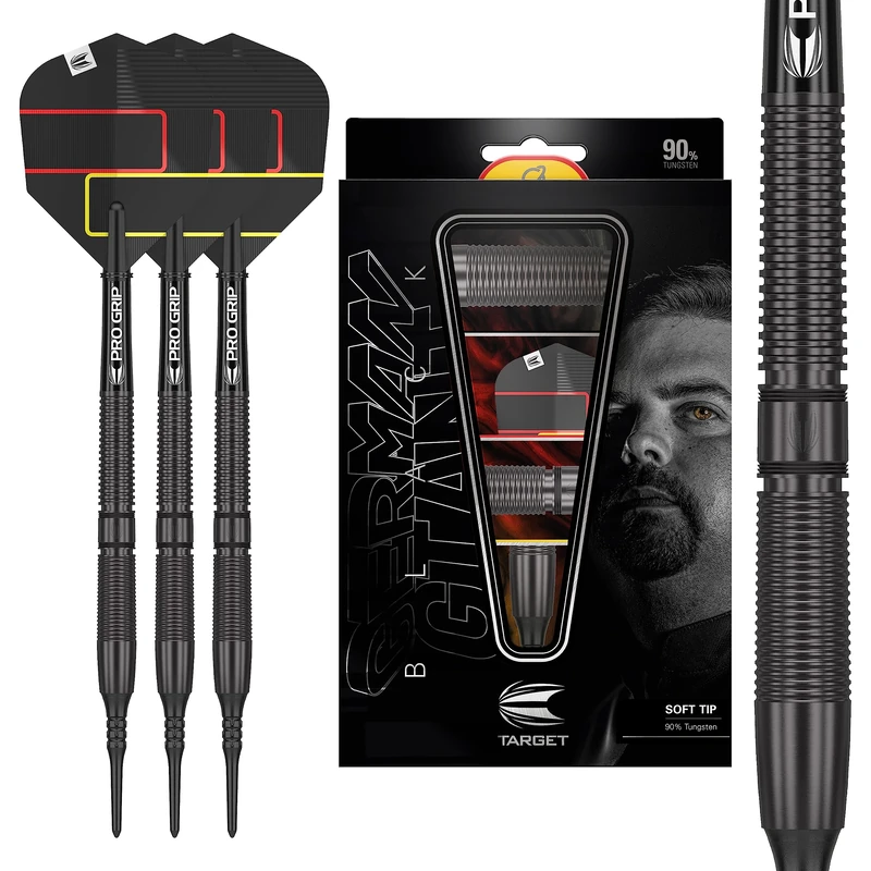 Target Darts Gabriel Clemens Black Edition 19G 90% Tungsten Soft Tip Darts Set