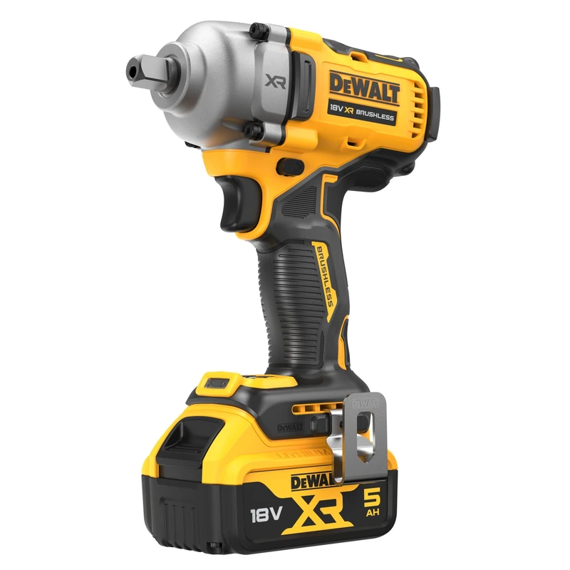 DEWALT XR DCF892P2T Cordless Impact Wrench (18 V, ½ Inch External Square Socket with Ball Locking, 813 Nm Tightening Torque, Includes 2 x 18 V/5.0 Ah Batteries, Charger, Metal Belt Hook & T-STAK Box)