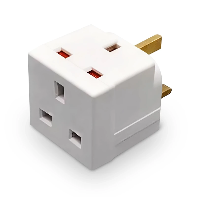 FAMHOME 2 Way block Plug 2 way Plug in Block Mains Adaptor, 2 Way Multi Socket Plug Adaptor, Power Extension Wall Adaptor for Smartphone, Home, Office, Travel (White (1 Pack))