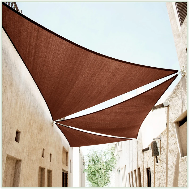 ColourTree 20' x 20' x 28.3' Brown Sun Shade Sail Right Triangle CTSLRT20 - Canopy Mesh Fabric UV Block UPF50 - Commercial Heavy Duty - 190 GSM - 3 Years Warranty (We Make Custom Size)