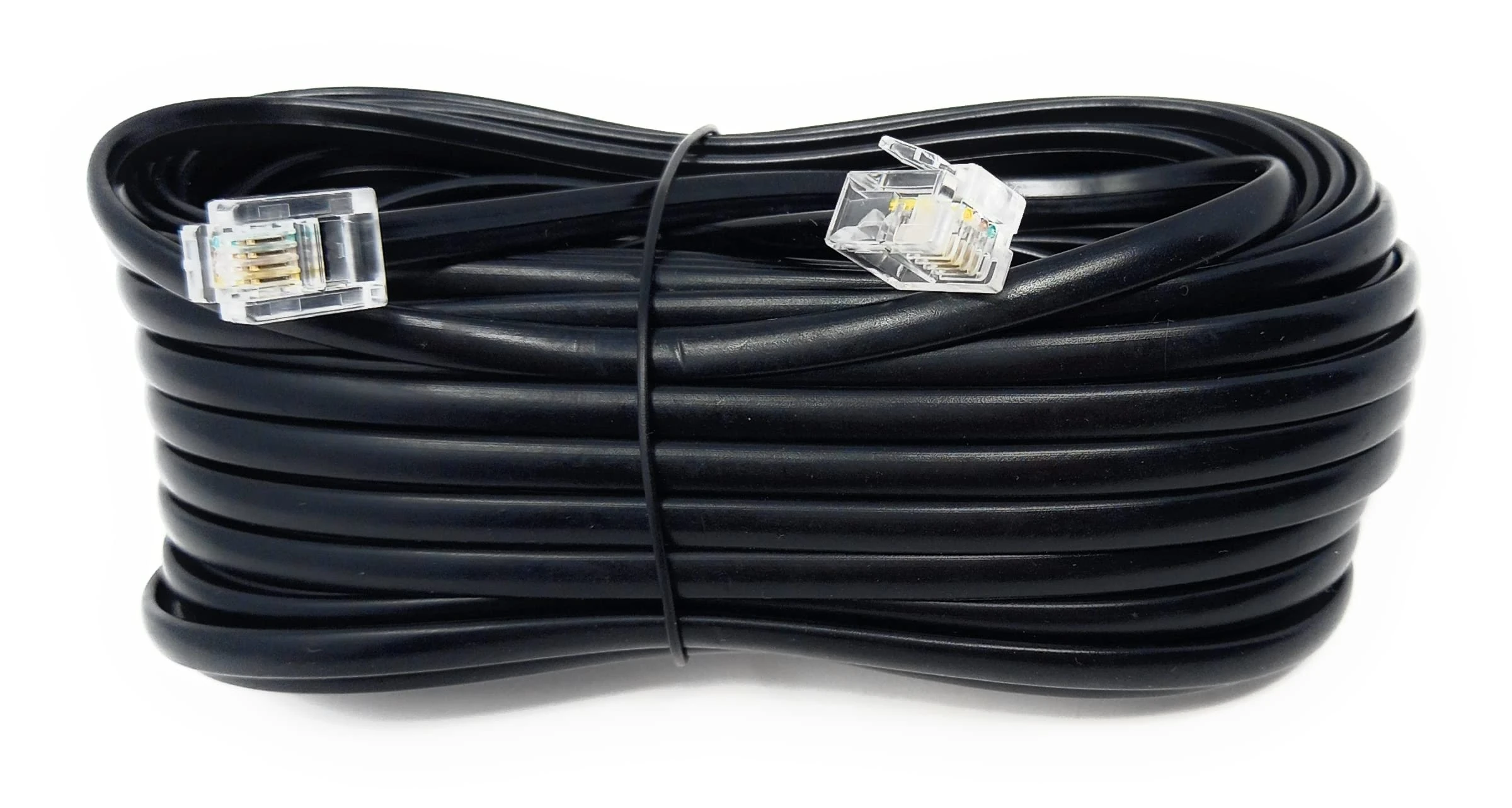 DRUT 10m RJ11 to RJ11 Telephone Landline Cable ADSL (6P4C) Flat Lead High Speed BT Internet Broadband Male to Male Router, Modem, Phone Extension Wire 33ft Black