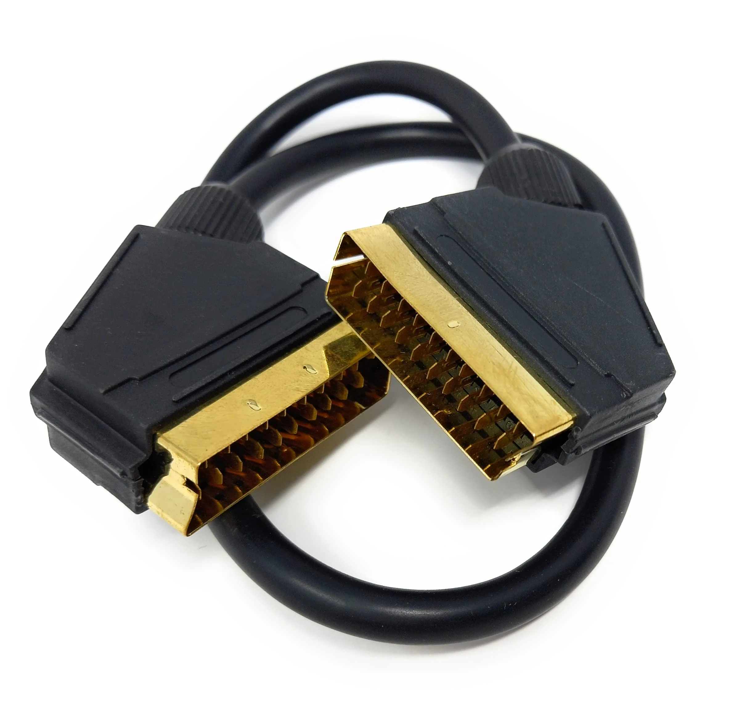 DRUT 50cm short Scart to Scart Cable Lead, 21 Pin Male to Male (Plug to Plug) RGB Cord for TV, VCR, DVD Player Gold Plated 1.6ft