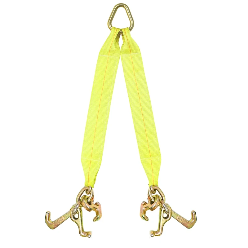 Boxer Tow Straps V Bridle 3” x 24” with RTJ Cluster Hooks, Recovery V Strap, Rollback, Car Hauler, Towing – B/S 16,200lbs