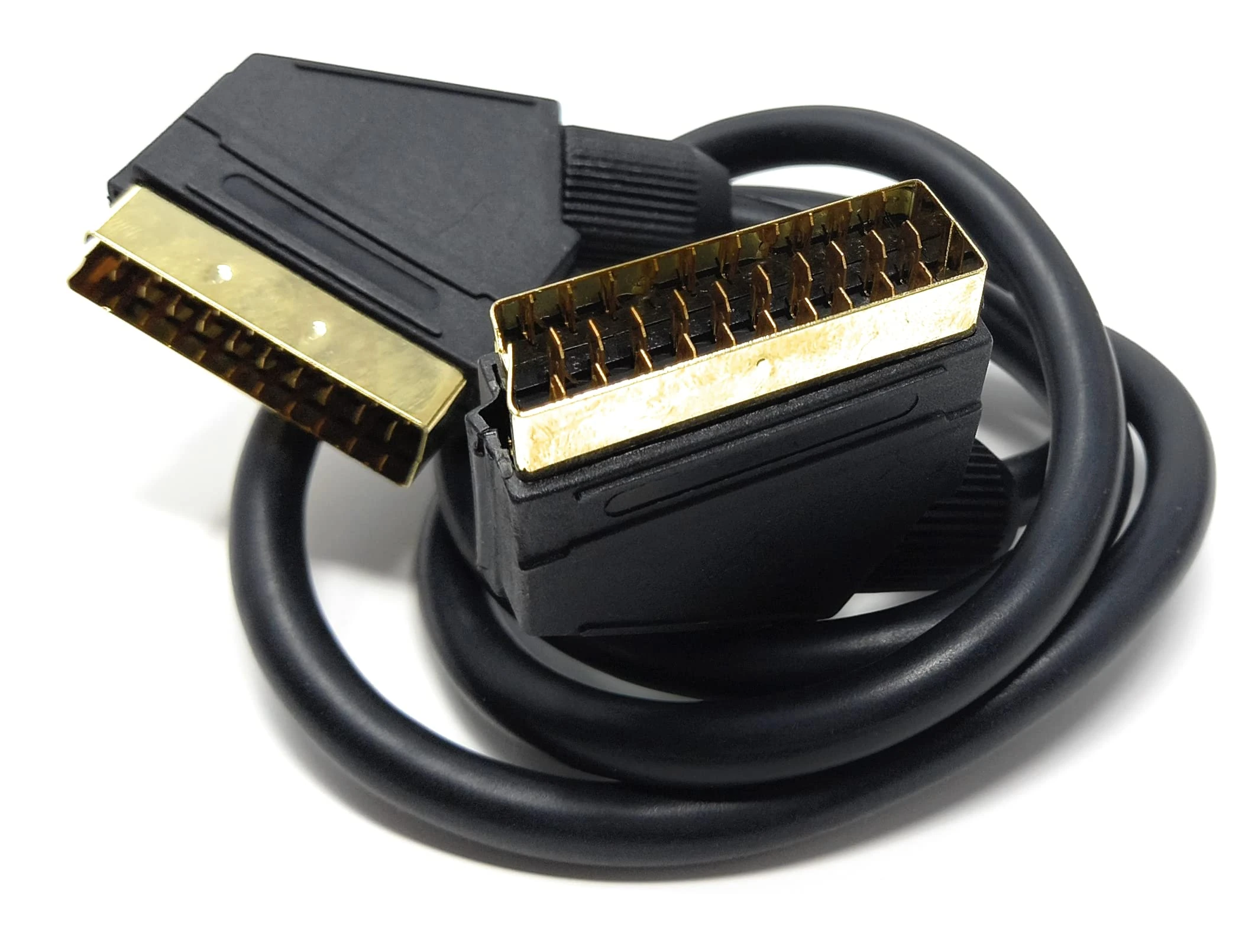 DRUT 1m Scart to Scart Cable Lead, 21 Pin Male to Male (Plug to Plug) RGB Cord for TV, VCR, DVD Player Gold Plated (3ft)