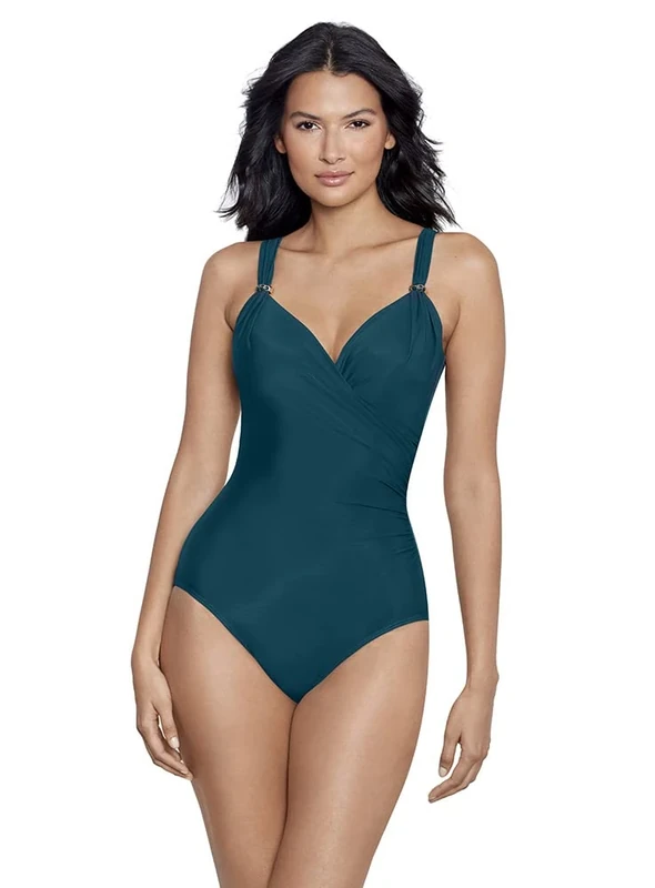 Miraclesuit Women's Swimwear Siren Tummy Control Underwire Bra One Piece Swimsuit, Nova Green, 14