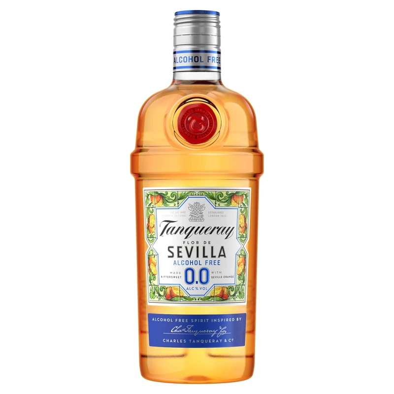 Tanqueray Flor De Sevilla Alcohol Free Spirit | 0.0% vol | 70cl | Zesty Taste of Seville Orange & Botanicals | Bold & Bittersweet | Enjoy in a Gin Glass with Tonic