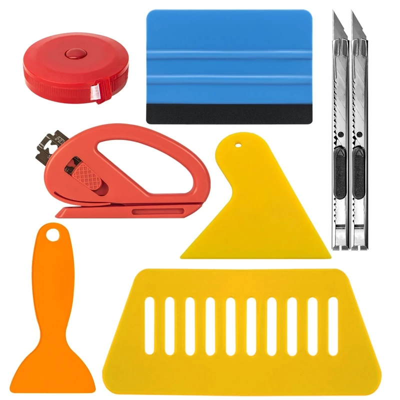 Art3d Versatile Tool Kit for Wallpaper & Vinyl Backsplash Installation, Car Vinyl Wrap Squeegee Smoothing Tools, Window Tint Application Kit with Trimming Tool, Felt Squeegee, Hard Scraper