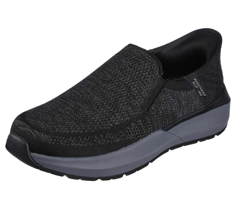 Skechers Men's Neville-Rovelo Slip-in Sneaker, Black, 9.5