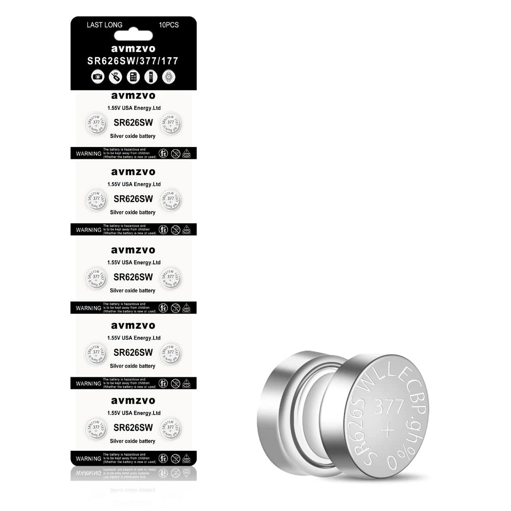 Avmzvo SR626SW Corresponds SR626SW Battery 377 AG4 Watch Battery 1.5 V Button Cell 10 Piece3 Years Warranty
