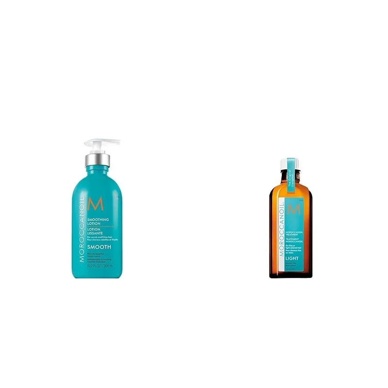 Moroccanoil Smoothing Lotion, 300ml & Treatment Light Hair Oil, 100ml