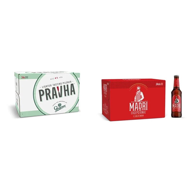 Pravha Lighter Tasting Pilsner 24 x 330 ml (bottles) & Madri Excepcional, 24 x 330ml