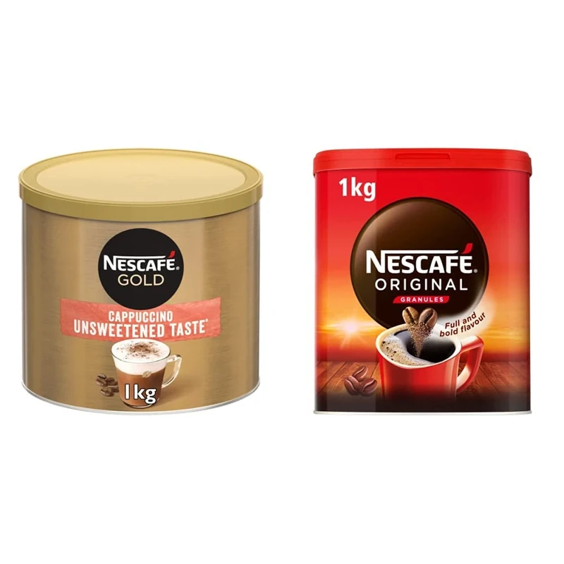 Nescafe Gold Cappuccino Unsweetened Taste Instant Coffee Tin 1 kg & NESCAFE Original Instant Coffee 1kg Tin