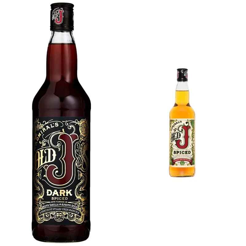 Admiral’s Old J Dark Spiced Rum - 40 Percent ABV - 70cl Bottle & Rum 70cl