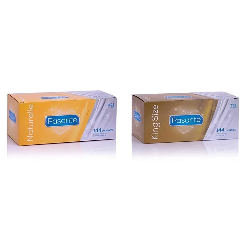 Pasante Naturelle Condoms - Pack of 144 & King Size (Large) Condoms - Pack of 144