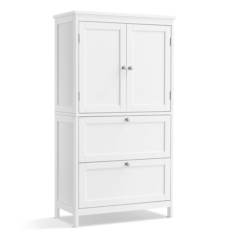 VASAGLE Bathroom Cabinet - White Storage Unit with 2 Drawers