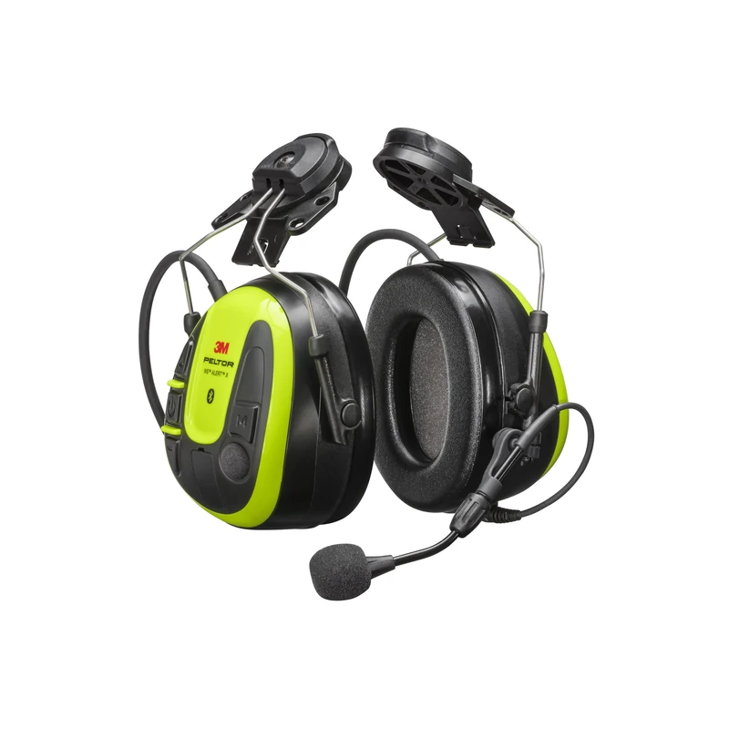 PELTOR 3M WS ALERT X Headset, Bright Yellow Cups, Hard Hat Attached, Compatible with Mobile App, MRX21P3E4WS6