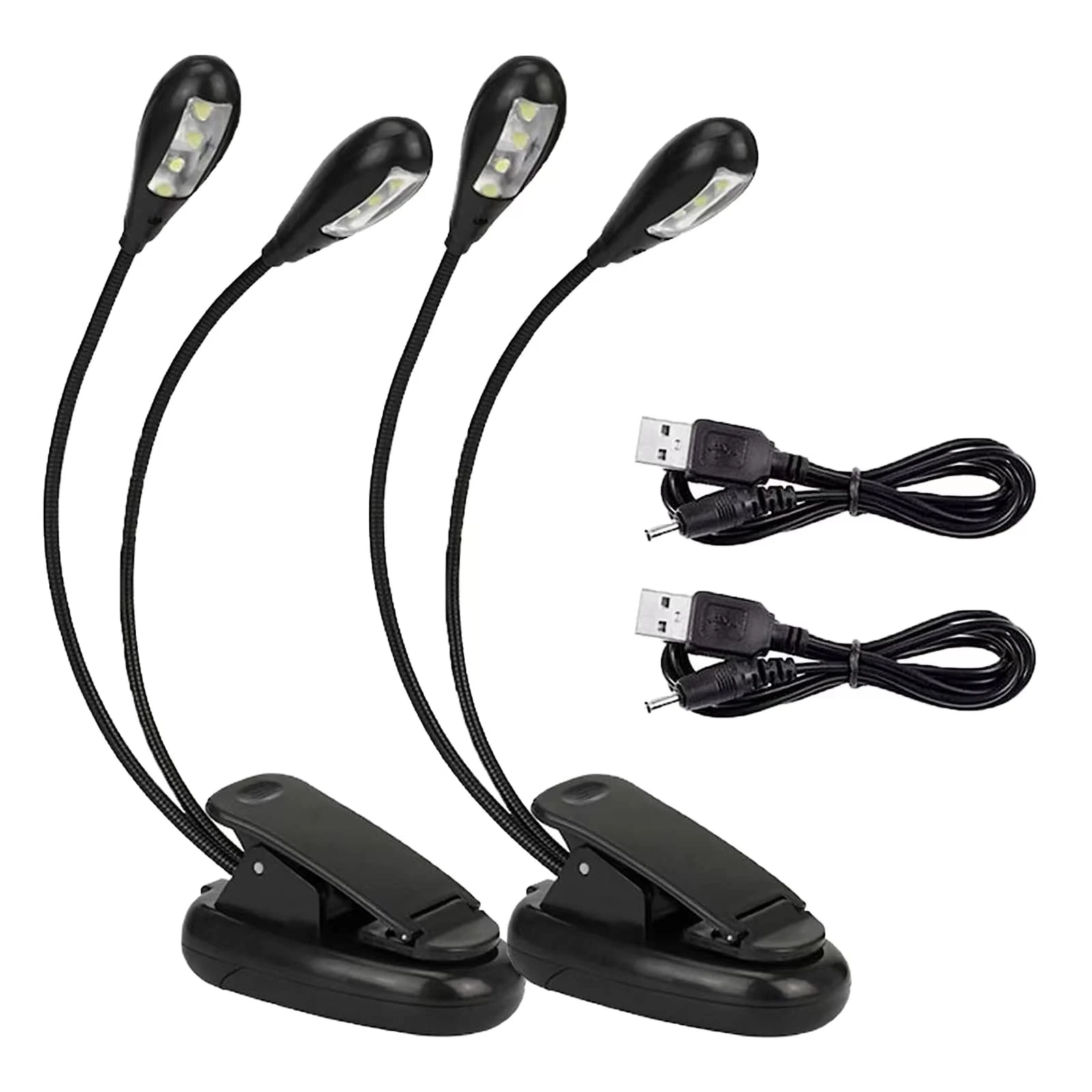 Pack of 2 Music Stand LED Light, 8 LED Light with USB Cable, Adjustable Brightness 2 Gears, Suitable for Piano, Desk, Music Stand