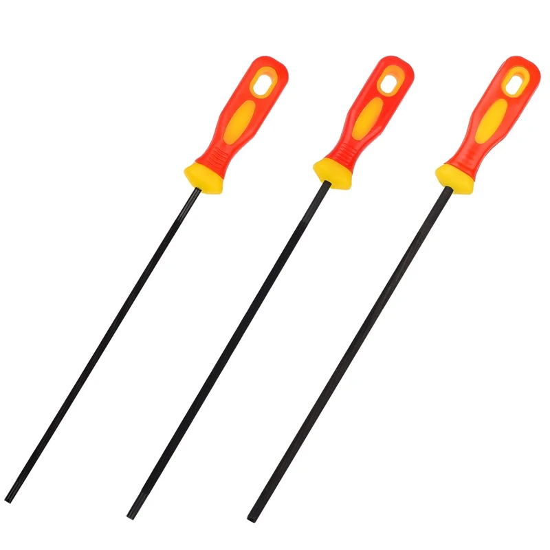 MFUOE 3 Pieces Chainsaw Chain Sharpening File Professional Round Chainsaw Sharpener Suitable for Chainsaw Chain