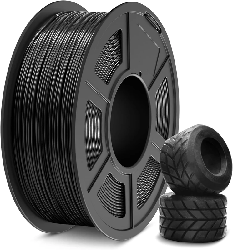SUNLU TPU 3D Printer Filament 1.75mm, High Speed 95A TPU Filament, 1KG Flexible 3D Filament for Fast Printing, Dimensional Accuracy +/- 0.03mm, Suitable for Most FDM 3D Printers. (TPU Black)