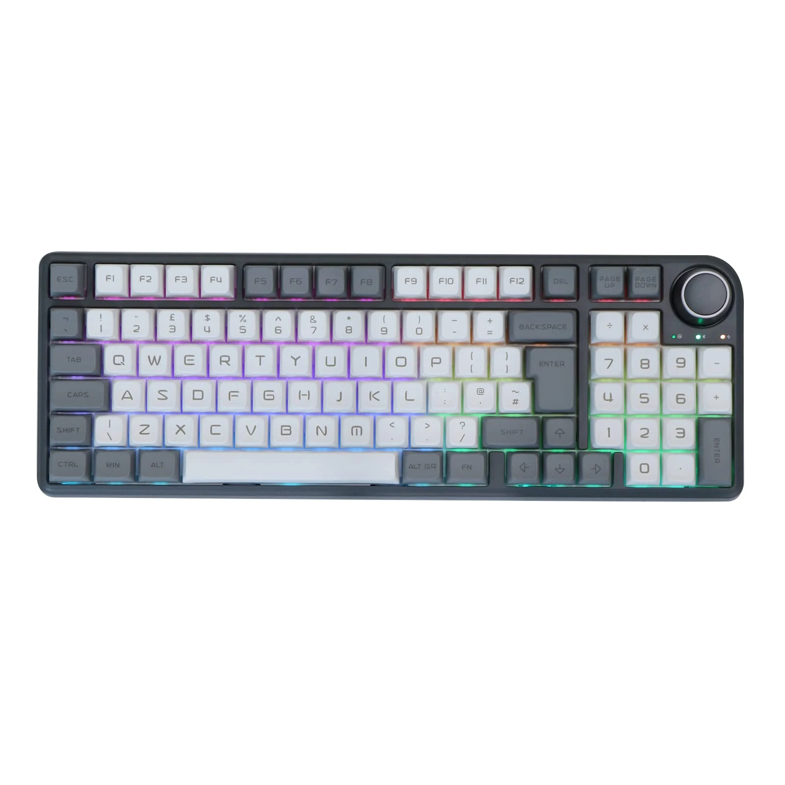 EPOMAKER TH96 ISO UK Layout 96% Hot Swap 2.4Ghz/Bluetooth 5.0/Wired Gasket Mechanical Gaming Keyboard with South-facing RGB LEDs, Knob Control for Windows/Mac (Enlightenment, Gateron Pro Yellow)