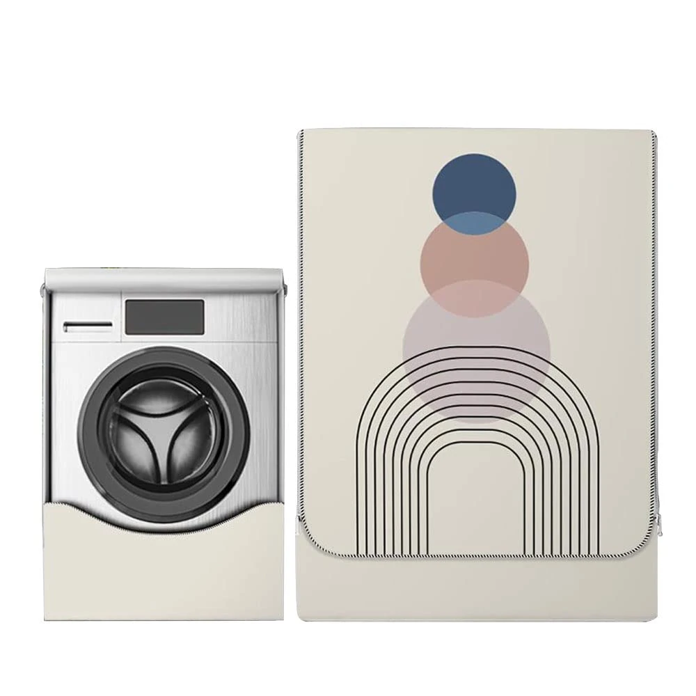 Odot Washer Dustproof Cover Front Load, Washing Machine Dryer Protector Sunscreen Waterproof Tumble Dryer Case Protective Cover for Most Front Loadi (M-capacity 8~10kg,rainbow)