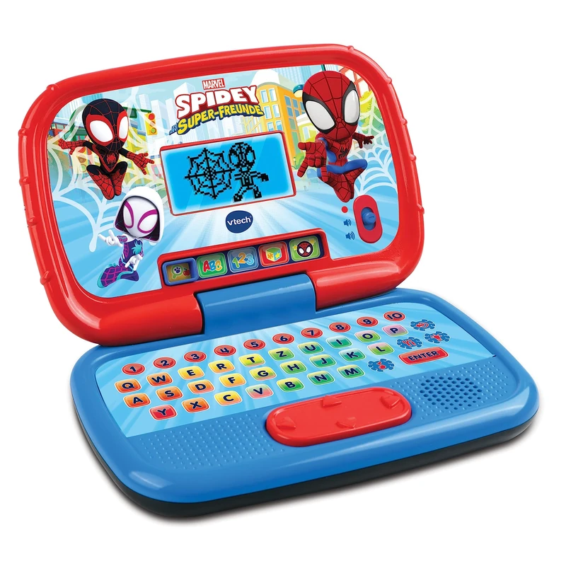 VTech Spidey and his Super Friends - Learning Laptop - Learning Computer with QWERTY Keyboard and Content on Letters, Letter Sounds, Easy Addition and Subtraction and Much More For Children Aged 3-6